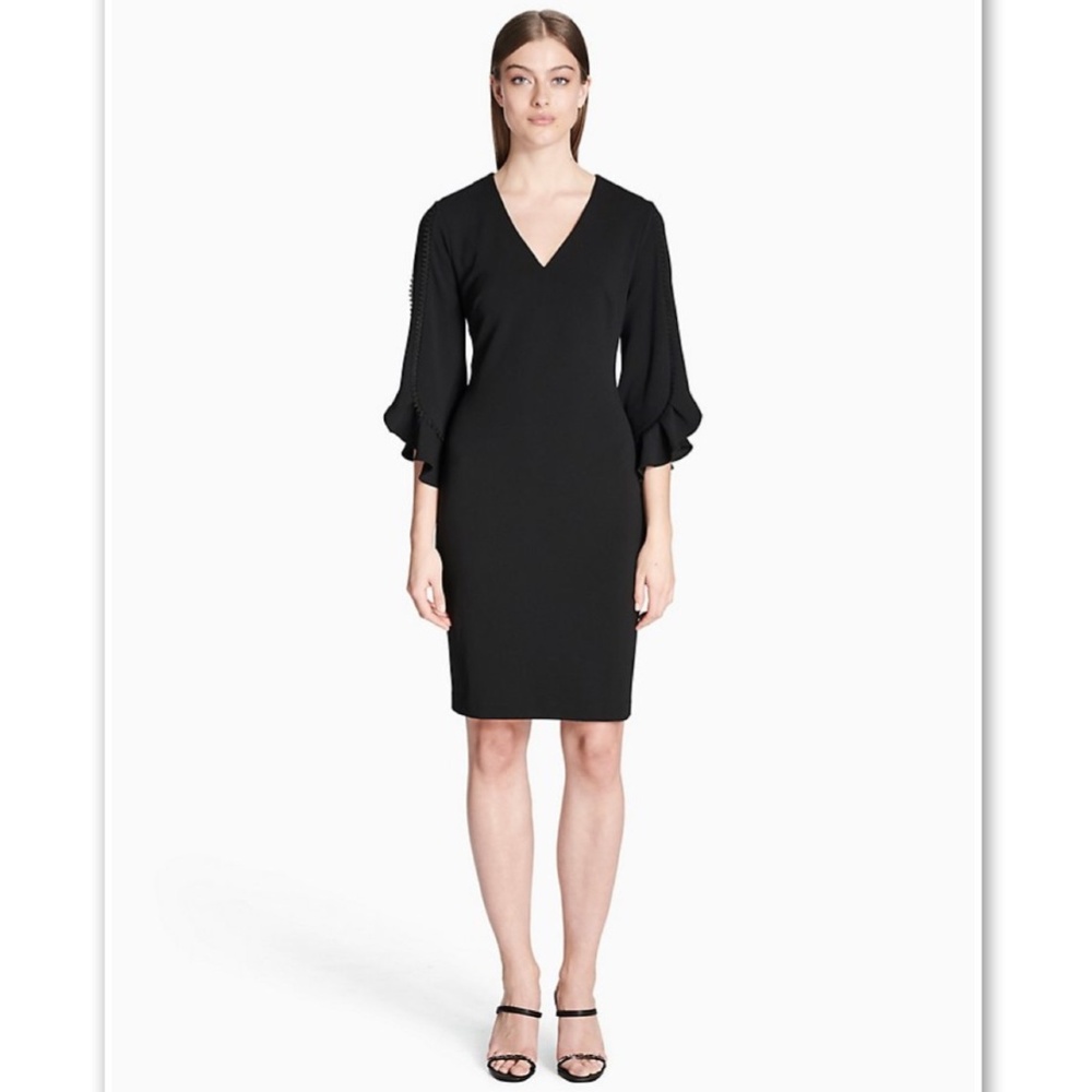 NWT Calvin Klein Lace Ruffle Sleeve Sheath Dress 8 - Picture 1 of 5